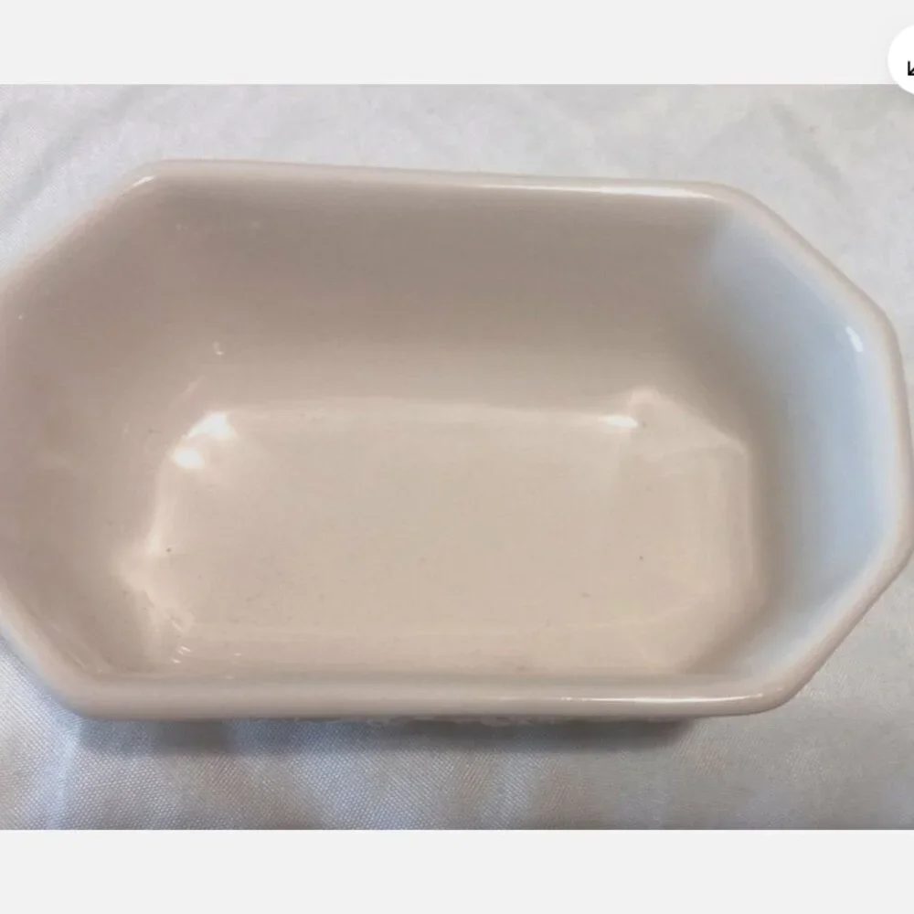 Longaberger Pottery NEW Octagon Nature's Garland Embossed Ivory Dish USA